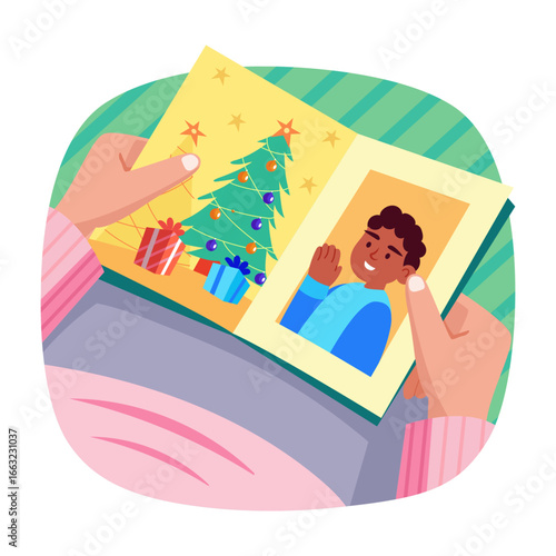 A flat style illustration showing happy memories