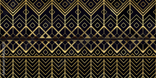 Art Deco Geometric Pattern with Gold Lines on Black