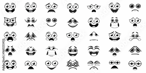 Collection of cartoon facial expressions and emotions