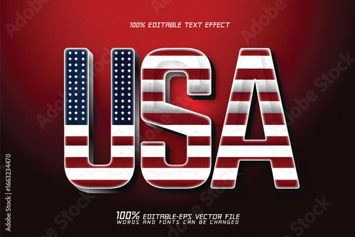 usa united state of america flag in text editable text effect	
