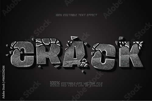 Dramatic Cracked Stone break Text Effect design