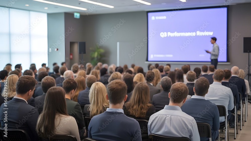 custom made wallpaper toronto digitalAudience engaged during presentation about business performance review