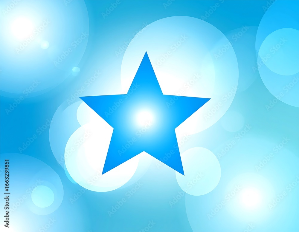 Obraz premium Blue star on a light blue bokeh background