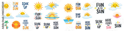 Summer Sun Illustration with Quotes and Lettering
