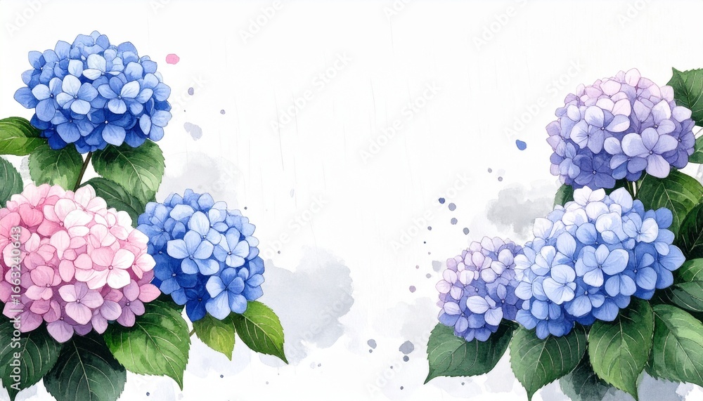 custom made wallpaper toronto digitalWatercolor Hydrangeas Illustration with Soft Pastel Colors