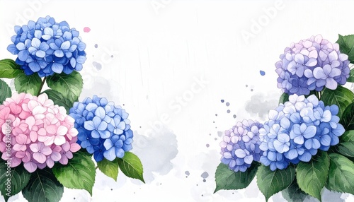 Wallpaper Mural Watercolor Hydrangeas Illustration with Soft Pastel Colors Torontodigital.ca