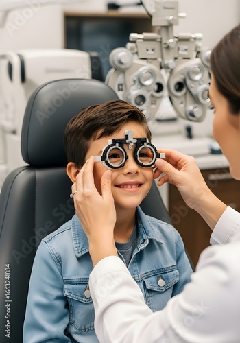 Wallpaper Mural Eye Examination, Child, Optometry Clinic, Photo, Indoor Setting, Close-up View, Vision Health Awareness Torontodigital.ca
