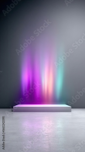 Minimal Refraction Background With Glowing Neon Lights
