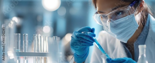 The scientist conducting a sensitive chemical experiment in a modern laboratory.