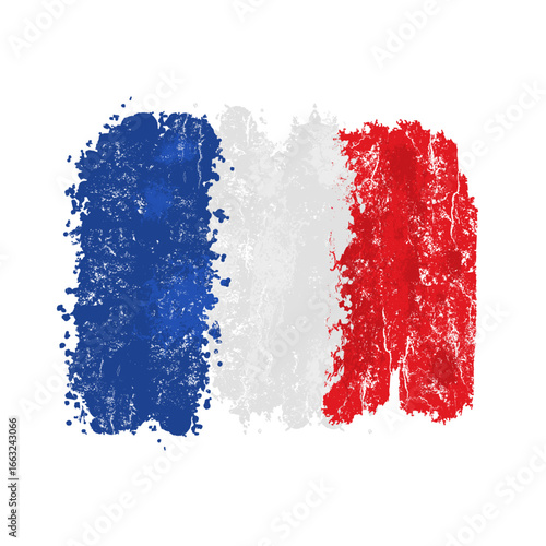 French colorful brush strokes painted flag, grunge effect