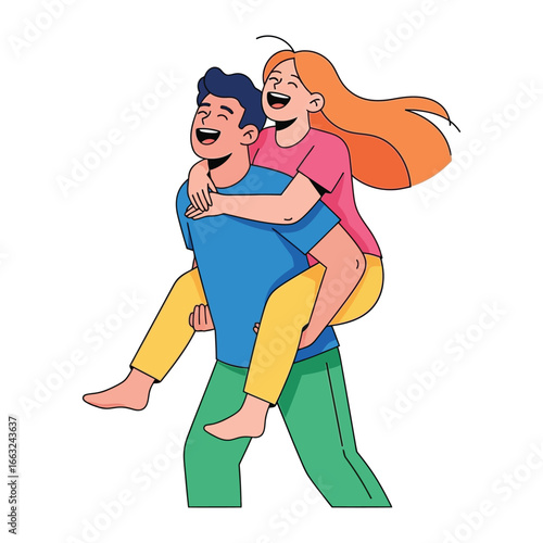 Joyful Embrace: A couple shares a moment of pure joy and laughter. The scene captures the beauty of love, friendship, and togetherness, the pure joy. 