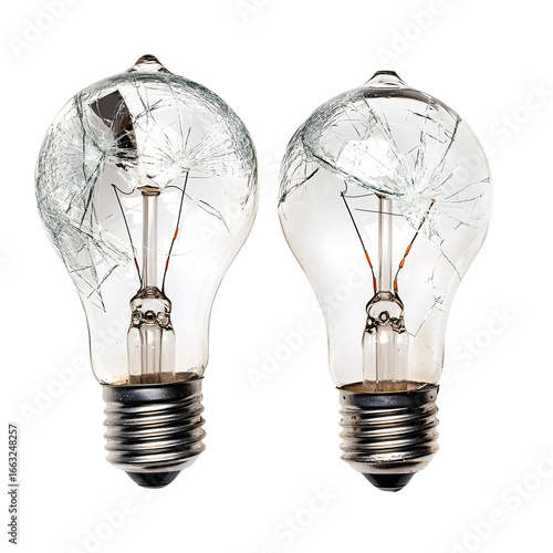 Broken Light Bulbs on White Background - Professional Stock Photo