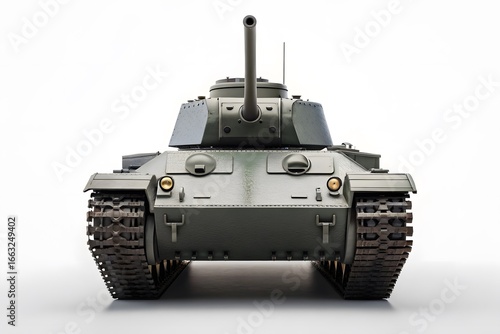 Mockup Front view of a grey military tank military vehicle armored vehicle