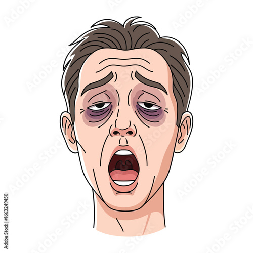 Exhausted Face: An illustration captures the raw emotion of extreme tiredness, emphasizing the weary state of an individual affected by stress.