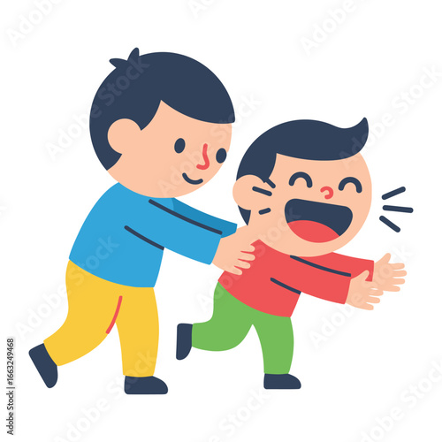 Playful Pursuit: A joyful illustration captures the lively interaction between a parent and child. Filled with laughter and carefree movement, embodies the essence of fun.