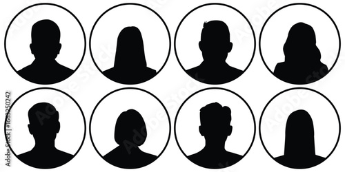 Man and woman avatar profile silhouettes. Simple Gray Avatar Icons Representing Male And Female Profiles. people group icons vector illustration. Collection of men and women user icon set. useravatar 