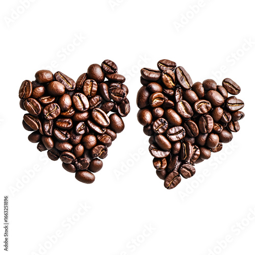 Heart Shapes Crafted from Roasted Coffee Beans - Creative Image for Coffee Lovers