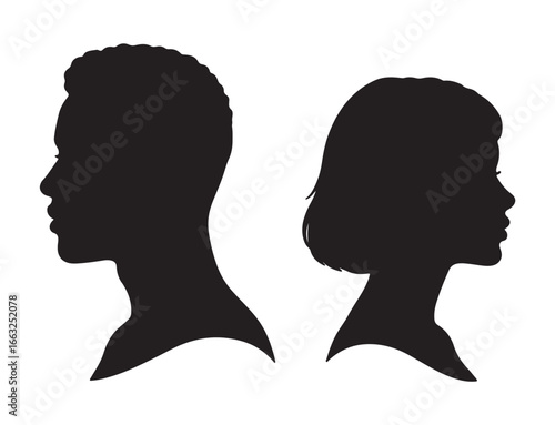 Profile Silhouettes of a Man and Woman.