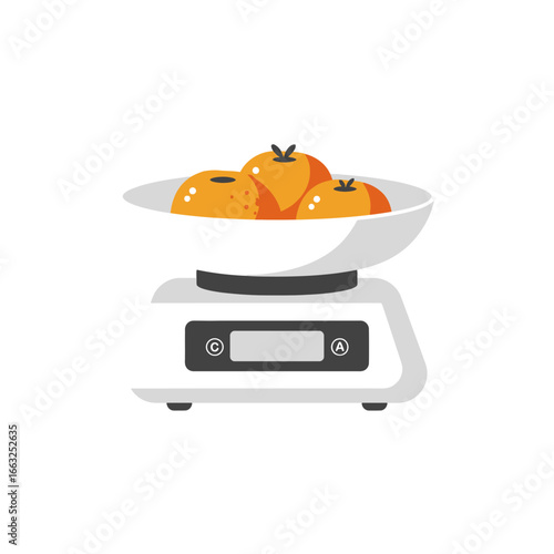 Orange Fruit Weighing on a Kitchen Scale A Healthy Lifestyle