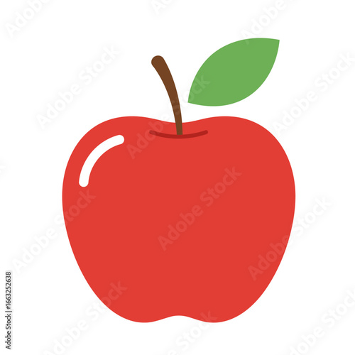 A vibrant red apple with a green leaf, symbolizing health and nature's bounty