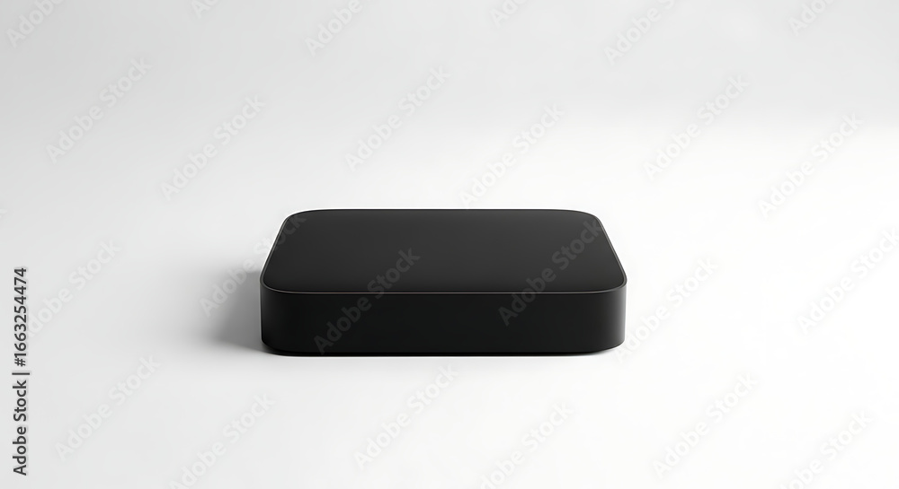 A sleek black box sits on a bright white surface casting a soft shadow behind it in a studio shot ai generated A sleek black box sits on a bright white surface casting a soft shadow behind it in a studio shot ai generated
