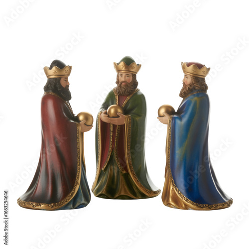 Three Wise Men Nativity Figurines with Gold Balls kings