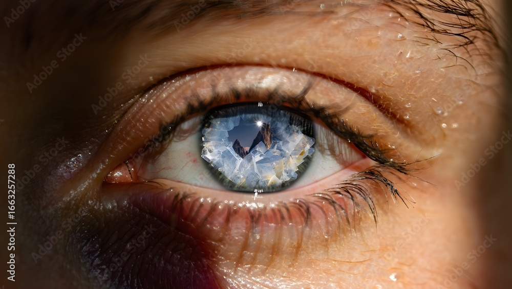 Fototapeta premium Eye Reflecting Crystal Mountain Landscape