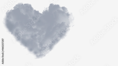 A heart-shaped cloud floating in the sky, a symbol of love and serenity. The cloud is soft and fluffy, creating a sense of peace and tranquility transparent background