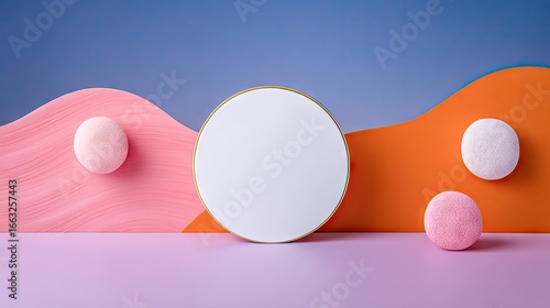 Pastel Abstract Landscape with Flowing Round Shapes