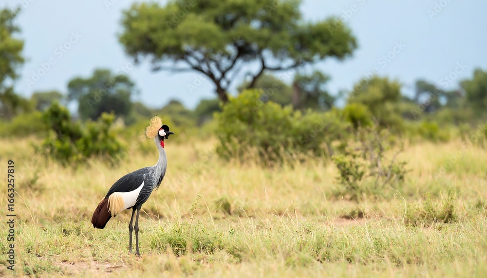 Fototapeta premium Grey Crowned Crane in African Savanna