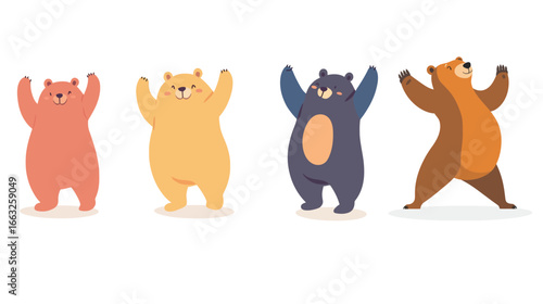 Happy Bear Dancing – Cheerful Color Vector Graphic
