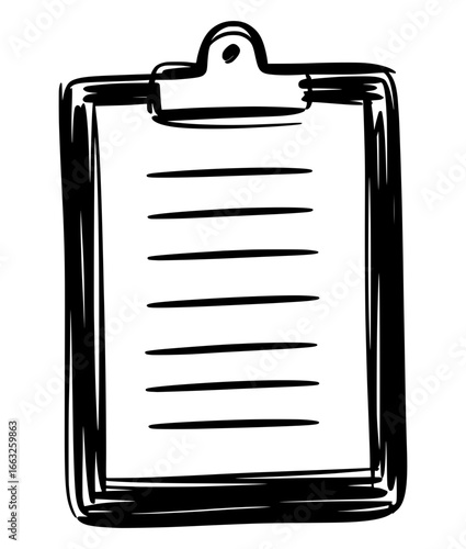 Office clipboard checklist notepad hand drawn sketch vector