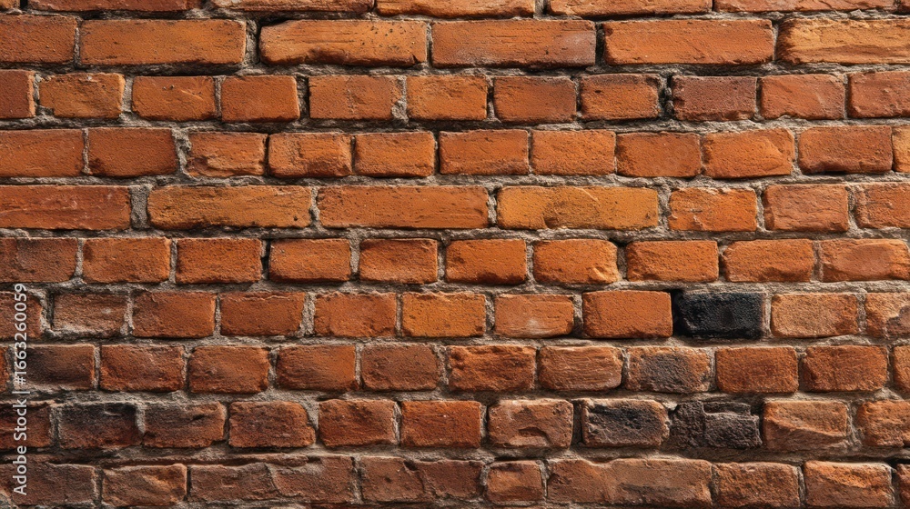 Fototapeta premium Straight-on view of a red brick wall background