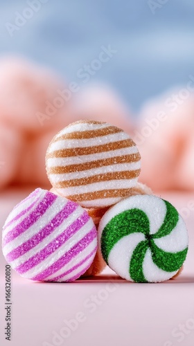 Pastel Candy-Inspired 3D Shapes on Pink Background