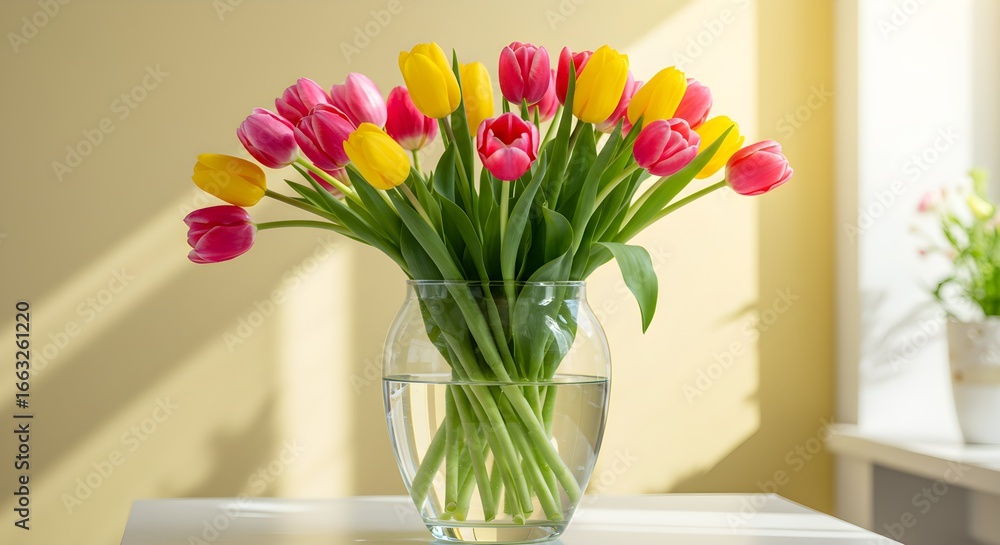 Obraz premium Vibrant Tulips, Colorful Flowers, Spring Bouquet, Fresh Arrangement