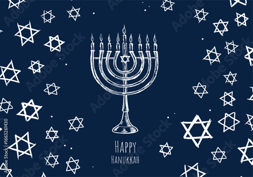 Hanukkah blue background with holiday candles