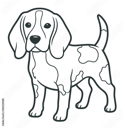 Simple Line Art Illustration of a Beagle Puppy