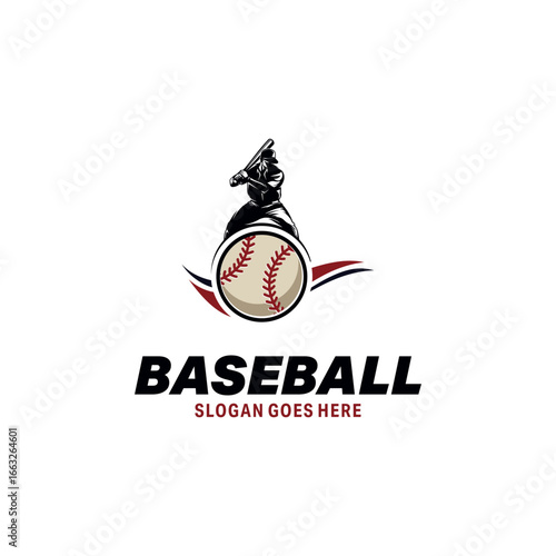 Baseball Player Logo Design Vector