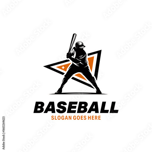 Baseball Player Logo Design Vector