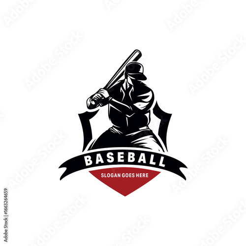 Baseball Player Logo Design Vector