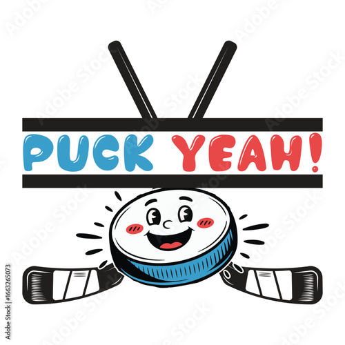 Puck Yeah t-shirt collection Funny Hockey Pun t-shirt design illustration