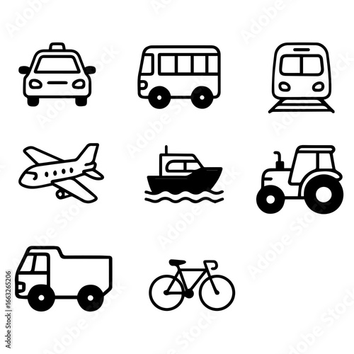 transportation icons set