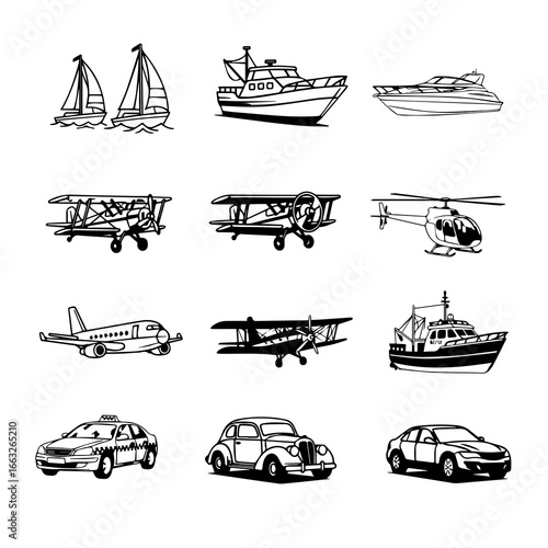 vector set of transport icons