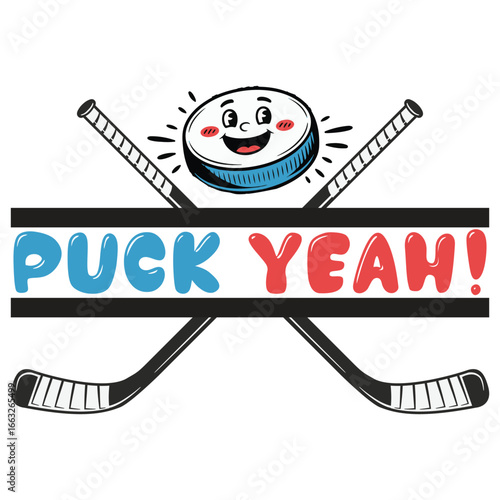 Puck Yeah! Hockey Lover Giftt-shirt design illustration eps