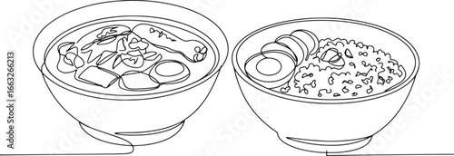 Elegant single line drawing illustration of traditional Indonesi