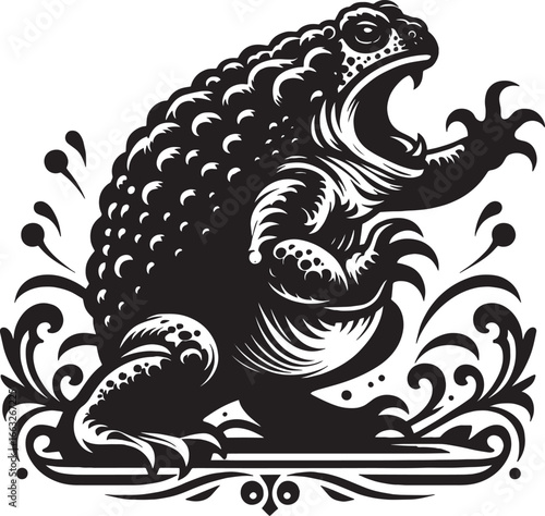 Surreal illustration of a person running from a cosmic horror on train tracks at night