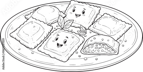 Delightful ravioli characters on a platter whimsical culinary il