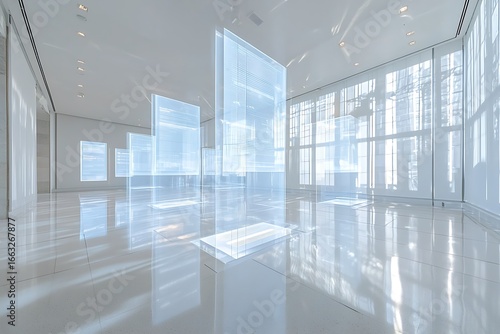Futuristic empty space with glowing digital panels high resolution picture