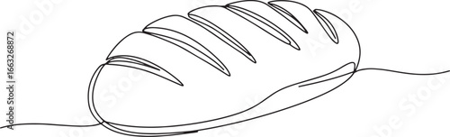 Elegant continuous line illustration of fresh rye bread loaf on