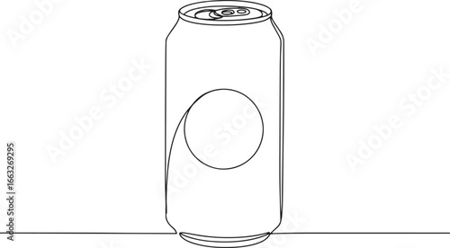 Simple continuous line illustration of an aluminum soda can with